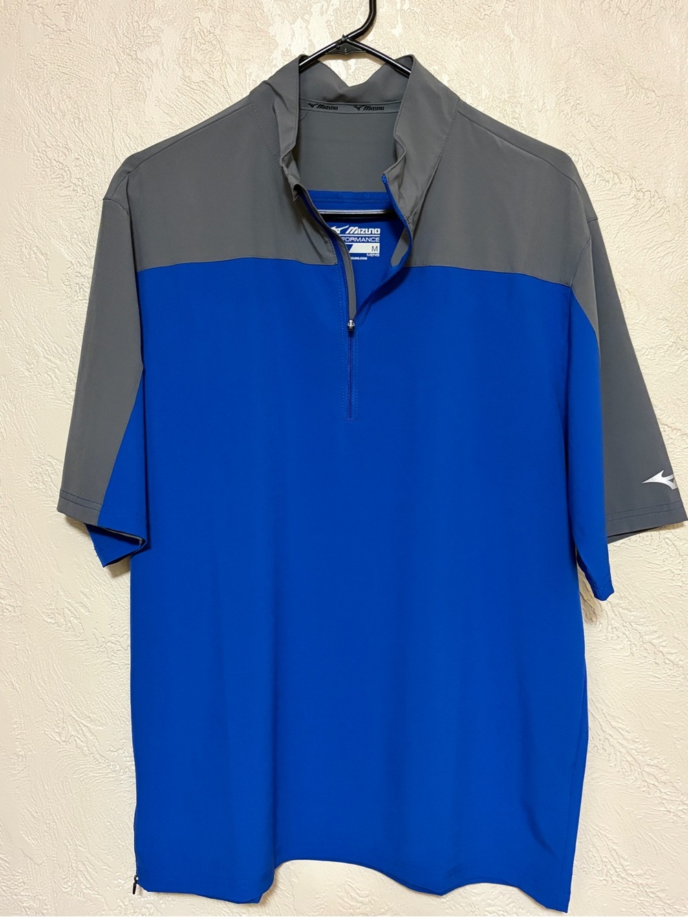 Mizuno Royal Blue and Gray Quarter-Zip Polo
